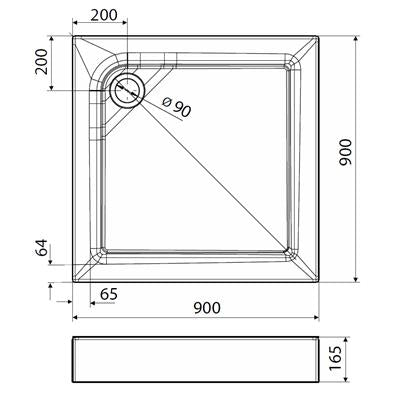 Kolo First zuhanytálca 90cm szögletes előlappal
