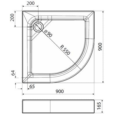 Kolo First zuhanytálca 90cm íves, előlappal
