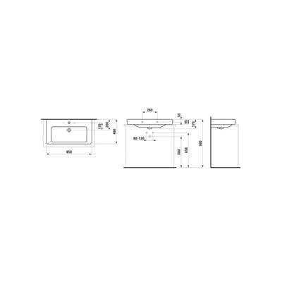 Laufen Pro S mosdó csiszolt aljú, 1 csaplyukkal, 85x46cm