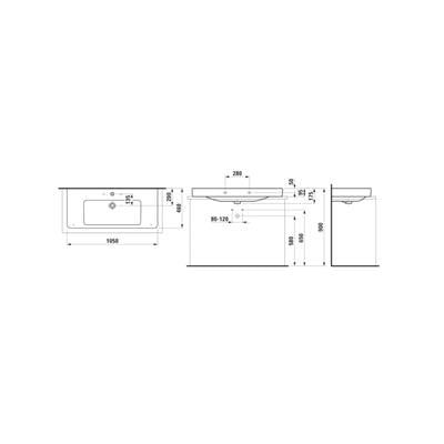 Laufen Pro S mosdótál csiszolt alsó felülettel 105x46.5