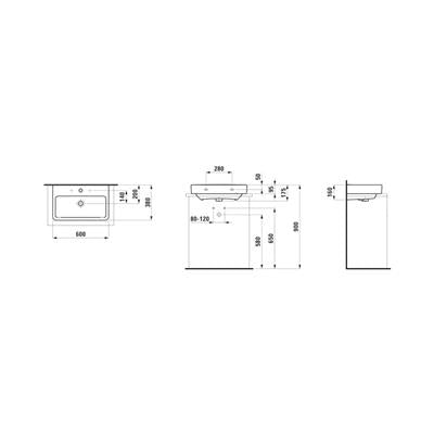 Laufen Pro S mosdótál csiszolt alsó felülettel 60x38