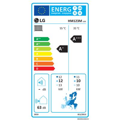 LG THERMA V - HM123M.U33 - monoblokkos hőszivattyú 12,0 kW (R32) 3Ø (a fűtőbetétet nem tartalmazza)