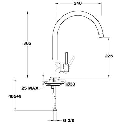 Mofém Junior Evo X mosogató csaptelep, álló, íves, 240 mm forgatható kifolyóval  152-0052-01