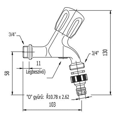 Mofém kerticsap légbeszívóval 3/4"