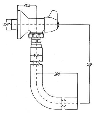 Mofém WC öblítőszelep cső nélkül (félfordítós)