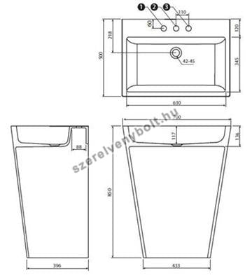 Marmorin Tebe mosdó 700x500x850 mm
