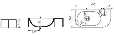 Marmorin Elara 2 mosdó, 1 csaplyukkal, 400x200x100 mm  (400 040 020 011)