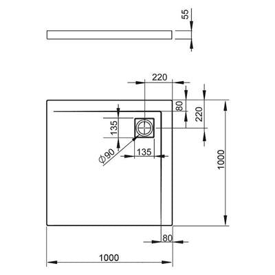 Radaway Argos C zuhanytálca 90x90 cm akril, lapos, R399 szifonnal (cikkszám: 4AC99-01)