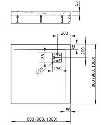 Radaway Argos C zuhanytálca 90x90 cm akril, lábbal, R399 szifonnal (cikkszám: 4ACN99-02)