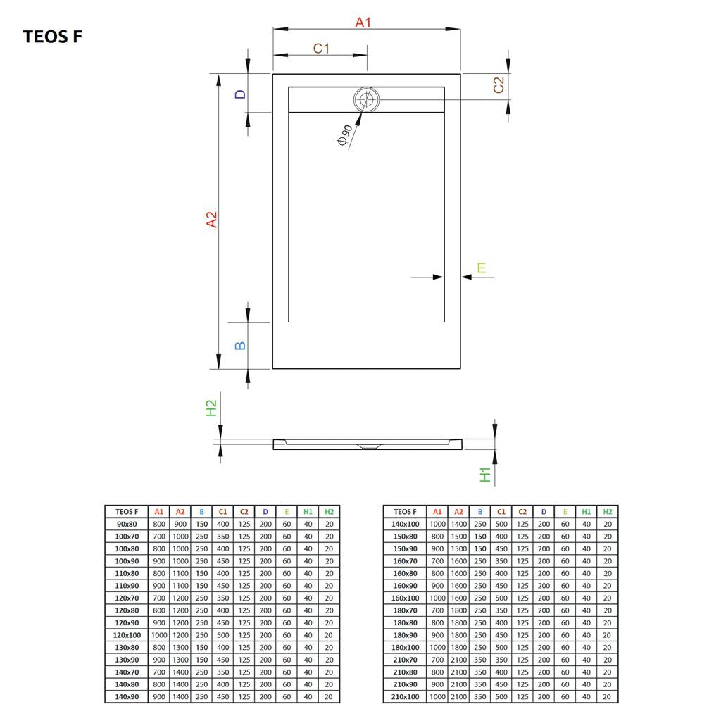 Radaway Teos F műmárvány zuhanytálca 100x90 antracit  (HTF10090-64)