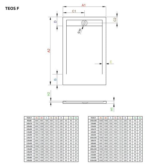 Radaway Teos F műmárvány zuhanytálca 180x100 cemento  (HTF180100-74) 1024