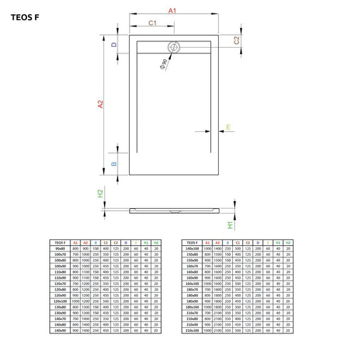 Radaway Teos F műmárvány zuhanytálca 180x80 black  (HTF18080-54)