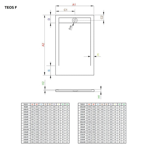 Radaway Teos F műmárvány zuhanytálca 180x90 cemento  (HTF18090-74)