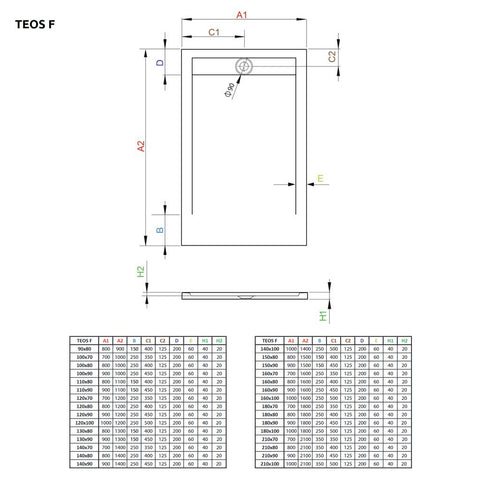 Radaway Teos F műmárvány zuhanytálca 90x80 antracit  (HTF8090-64)