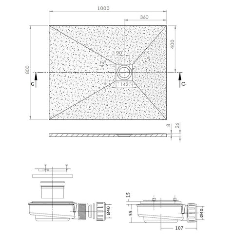 Radaway Kios F műmárvány zuhanytálca 100x80 fehér (KF1080-53)