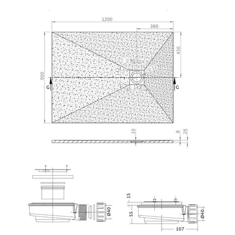 Radaway Kios F műmárvány zuhanytálca 120x90 fekete (KF1290-54)