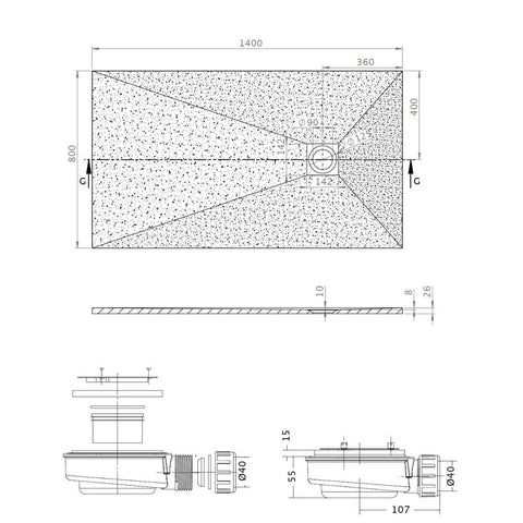 Radaway Kios F műmárvány zuhanytálca 140x80 fehér (KF1480-53)