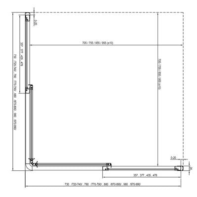 Ravak SRV2-80 195 S zuhanykabin, fekete +Pearl polisztirén