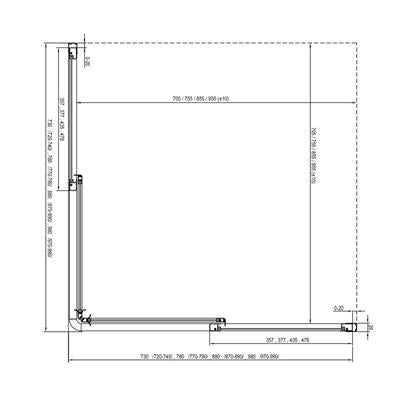 Ravak SRV2-100 195 S zuhanykabin, szatén+Transparent üveg