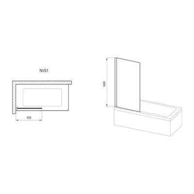 Ravak NVS1-80 kádparaván, szatén + Transparent