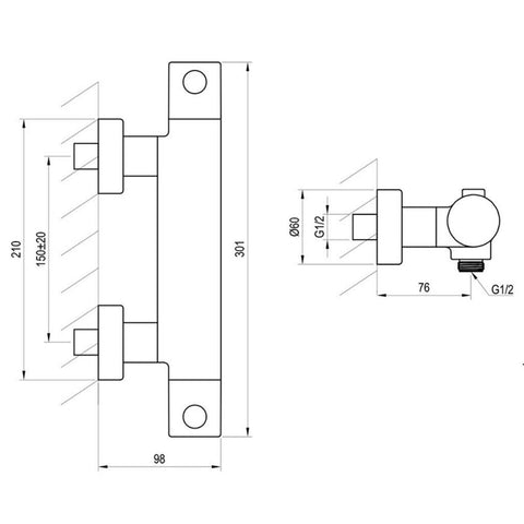 Ravak PU 033.20 Puri Black zuhany csaptelep, termosztátos, fekete   